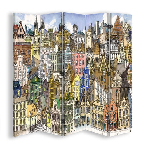 Raumteiler Beidseitig drehbar, Glückliche Stadt - (180x170)