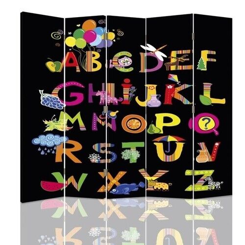 Raumteiler Beidseitig drehbar, Fröhliches Alphabet - (180x170)