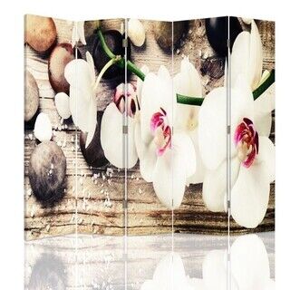 Raumteiler Beidseitig drehbar, Dezenter Charme der Orchideen - (180x170)
