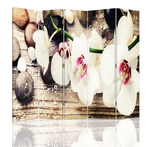 Raumteiler Beidseitig drehbar, Dezenter Charme der Orchideen - (180x170)