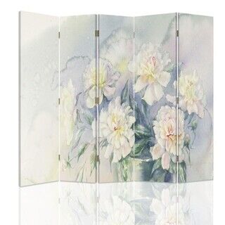 Raumteiler Beidseitig drehbar, Zarte Pastellblumen - (180x170)