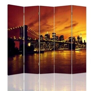 Raumteiler Beidseitig drehbar, Brooklyn Bridge und Manhattan bei Sonnenuntergang - (180x170)