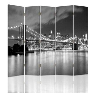Raumteiler Beidseitig drehbar, Brooklyn Bridge bei Nacht - (180x170)