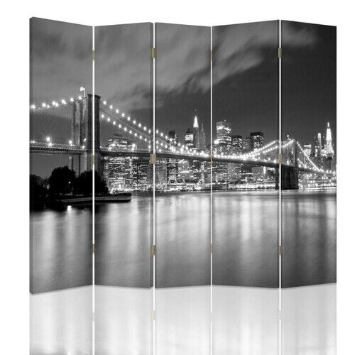 Raumteiler Beidseitig drehbar, Brooklyn Bridge bei Nacht - (180x170)