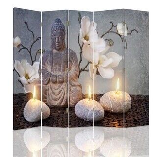 Raumteiler Beidseitig drehbar, Buddha im Kerzenlicht - (180x170)