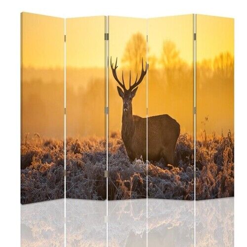 Raumteiler Beidseitig drehbar, Hirsch im Sonnenuntergang - (180x170)