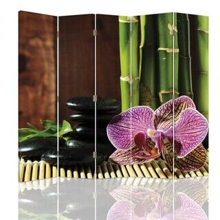 Raumteiler Beidseitig drehbar, Kieselsteine & Orchidee - (180x170)