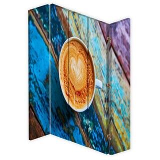 Raumteiler Beidseitig drehbar, Kaffee auf dem rustikalen Tisch - (180x170)