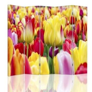 Raumteiler Beidseitig drehbar, Mehrfarbige Tulpen - (180x170)