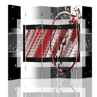 Raumteiler Beidseitig drehbar, Abstrakt in Schwarz und Rot - (180x170)