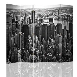 Raumteiler beidseitig drehbar, Manhattan in Schwarz-Weiß - (180x170)