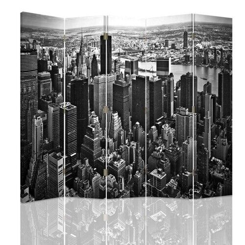 Raumteiler beidseitig drehbar, Manhattan in Schwarz-Weiß - (180x170)