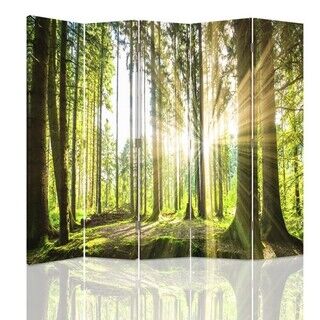 Raumteiler Beidseitig drehbar, Sonne im Wald - (180x170)