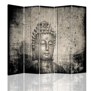 Raumteiler Beidseitig drehbar, Kunstwerk von Buddha in Grau - (180x170)