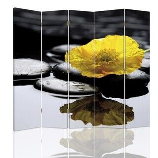 Raumteiler Beidseitig drehbar, Zen mit gelber Blume - (180x170)