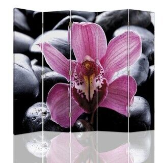 Raumteiler Beidseitig drehbar, Zen mit Orchideenblüte - (180x170)