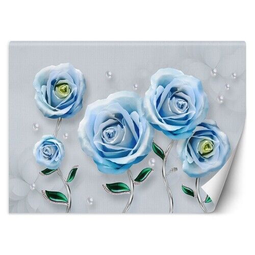 Tapete, Blaue Rosen Blumen 3D