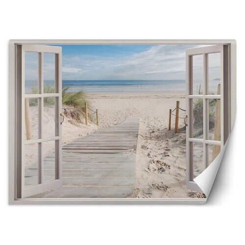 Tapete, Fensterblick Strand Meer Natur