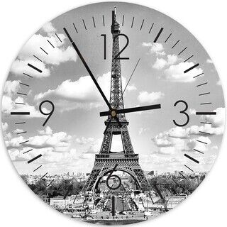 Wanduhr, Blick auf den Eiffelturm - (40x40)