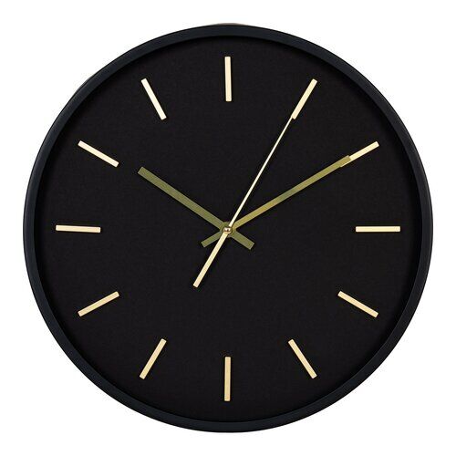 Kensington Wanduhr - Wanduhr, schwarz, geräuschlos ø35 cm