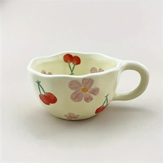 Blumenmuster Keramiktasse Rot