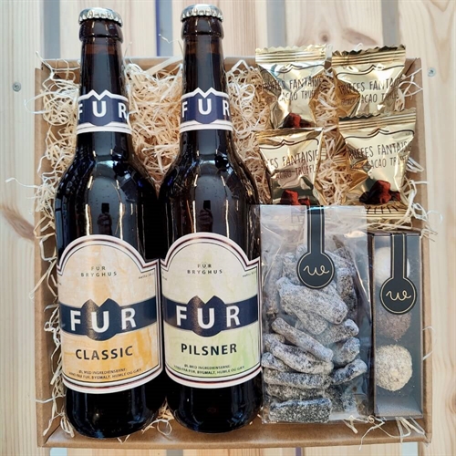 Geschenkkorb mit 2 Fur Bieren Classic, Pilsner und Lakritz 