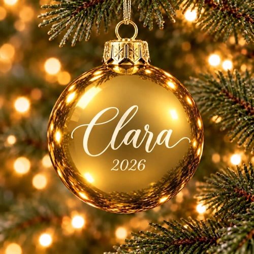 Persönliche Weihnachtskugel mit Name – Blank gold