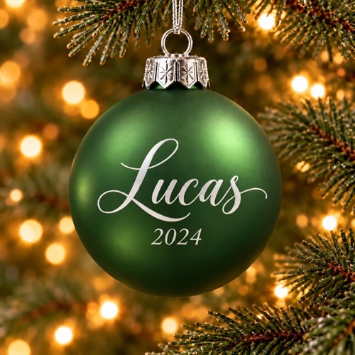 Persönliche Weihnachtskugel mit Name – Mattgrün
