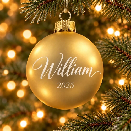 Persönliche Weihnachtskugel mit Name – Mattgold