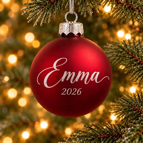 Persönliche Weihnachtskugel mit Name – Matt rot
