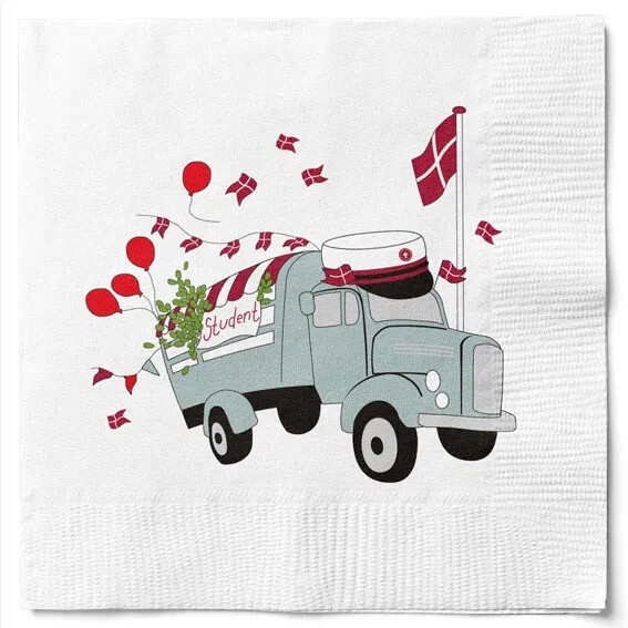 Servietten Rot Studentenvan - 20 Stück.