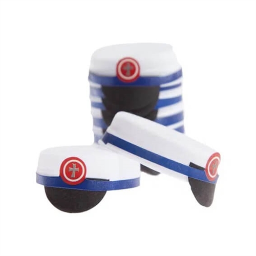 Tischdekoration mit blauen Studentenhüten