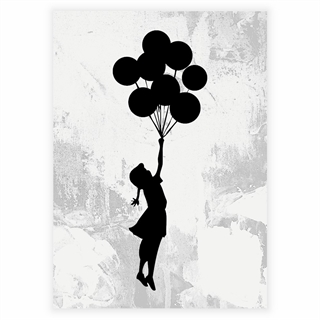 Poster - Mädchen mit fliegenden Luftballons von Banksy