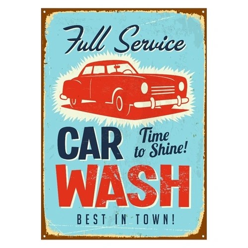Poster mit Retro-Text. Full-Service, Zeit zu glänzen. Autowäsche am besten in der Stadt