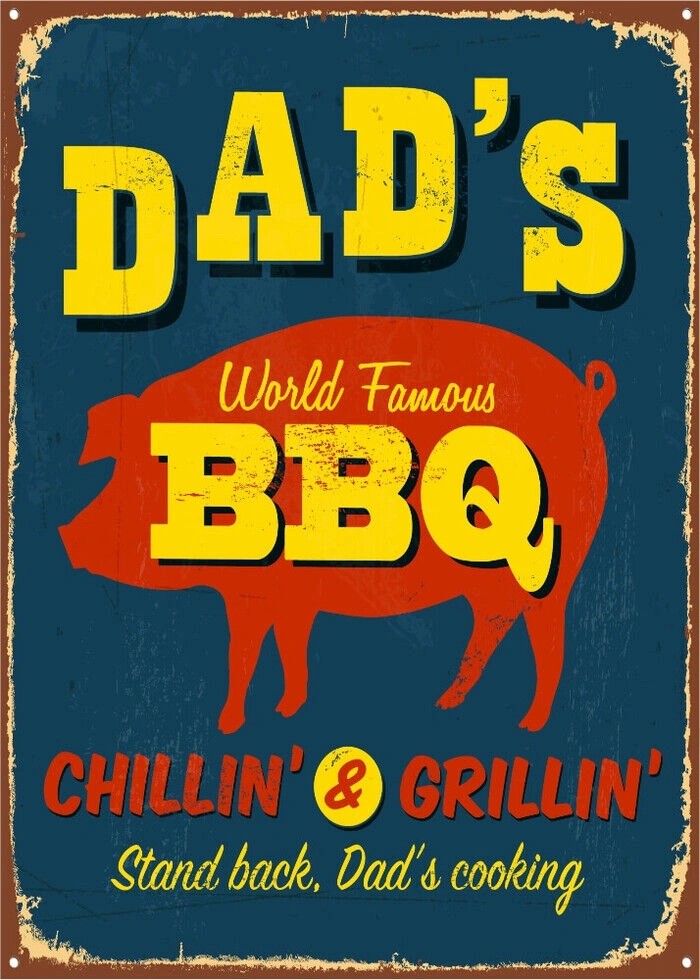 Poster mit Retro-Text. Papas weltberühmter Grill. Treten Sie zurück. Papa kocht