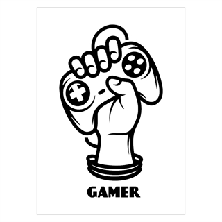 Gamer- Poster mit dem Text Gamer und Hands-on-Controller
