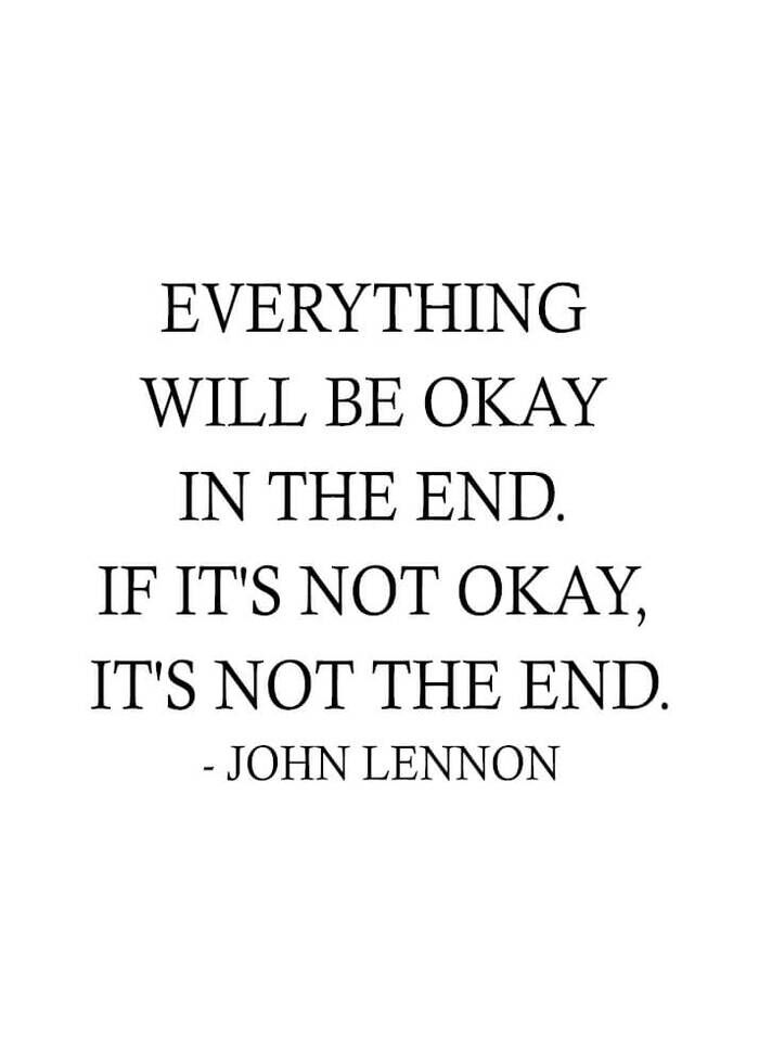 Poster mit einem Zitat von John Lennon mit dem Zitat Everything will be Okay