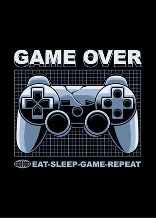 Gamer- Poster - Game over mit Eat, sleep, game, repeat