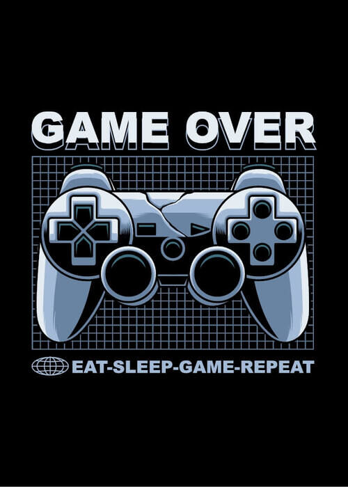 Gamer- Poster - Game over mit Eat, sleep, game, repeat