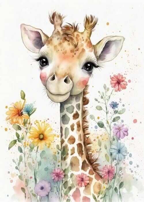 Poster mit kleiner Giraffe