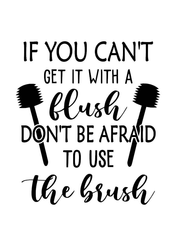 Poster mit dem Text „Flush the Brush“ auf weißem Hintergrund