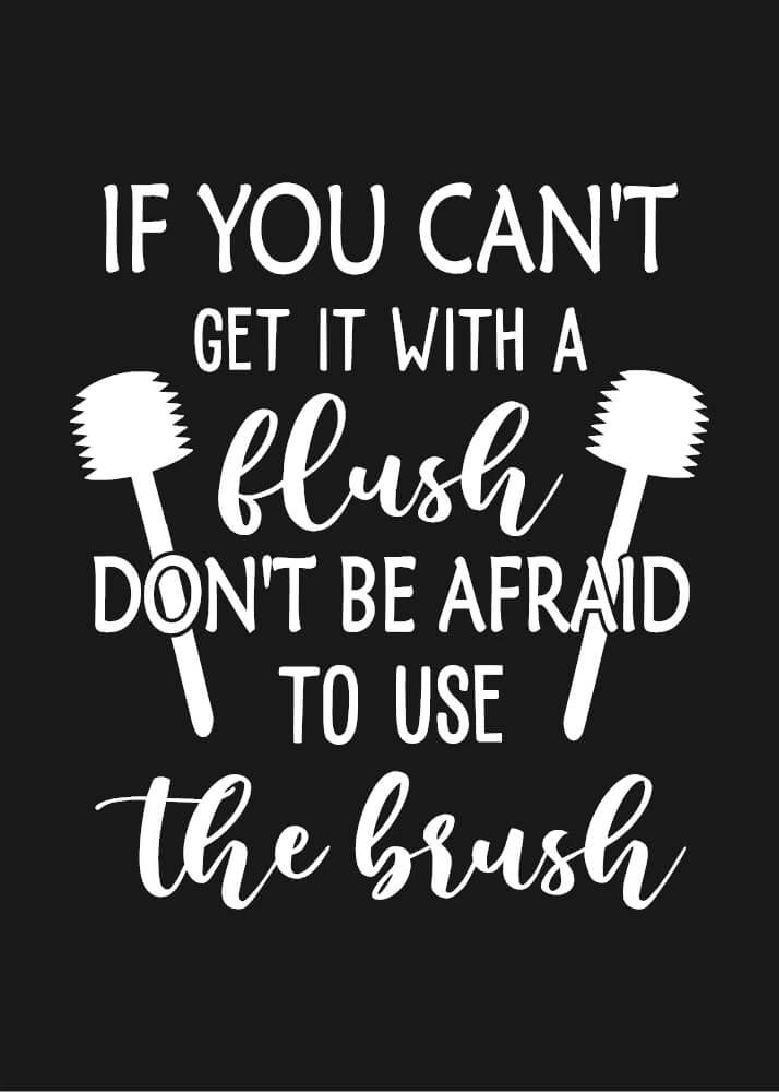 Poster mit dem Text „Flush the Brush“ auf dunkelgrauem Hintergrund