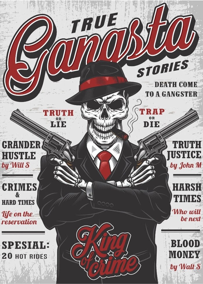 Cooles Gangster- Poster mit Totenkopf - Totenkopf Poster