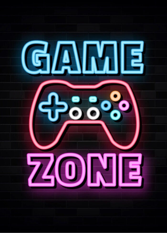 Super cooles Neon- Poster mit dem Text Game Zone