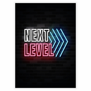 Super cooles Neon- Poster mit dem Text Next Level Gaming