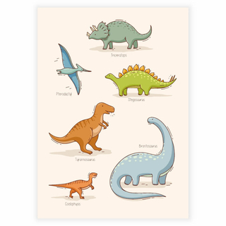 Handgezeichnete Dinosaurier - Lernplakat