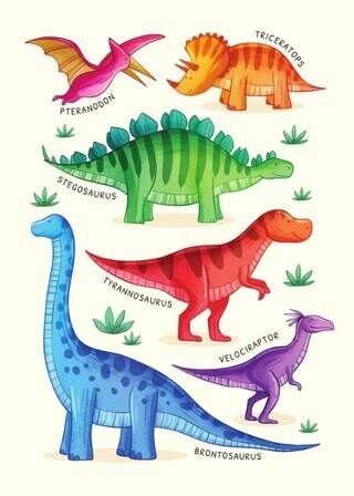 Bunte Dinosaurier – Lernposter