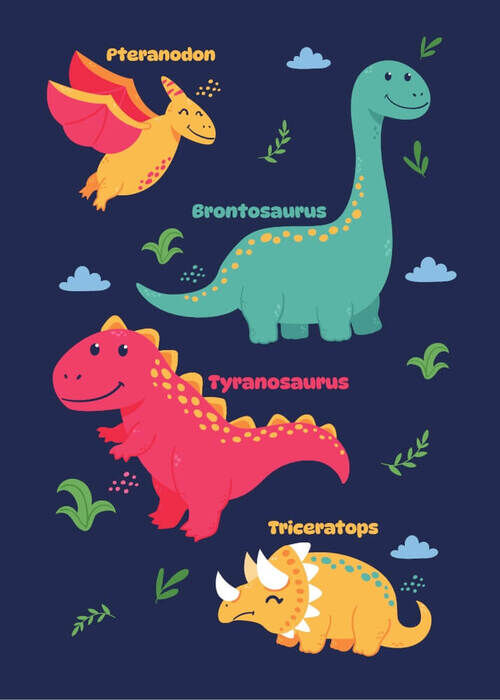 Niedliche Dinosaurier – Lernposter