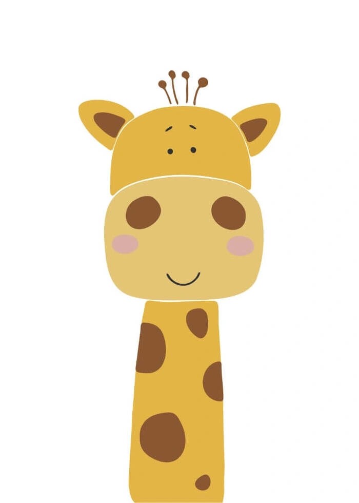 Einfaches und süßes Kinderposter mit einer Giraffe