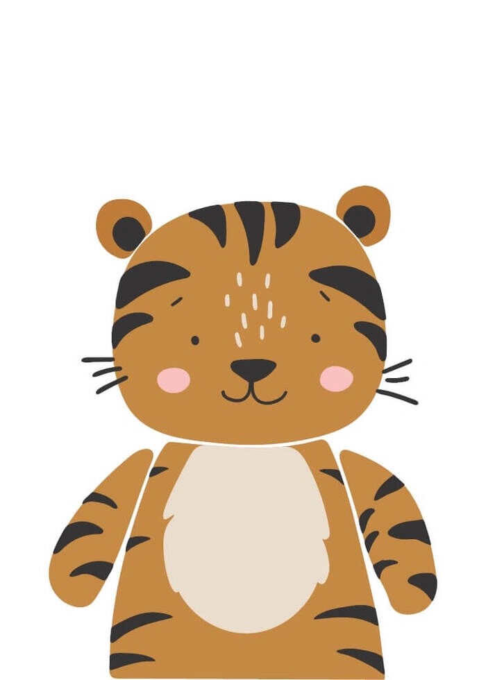 Einfaches und süßes Kinderposter mit einem Tiger